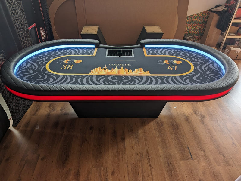 Pokertisch mit LED Beleuchtung und Chiptray Dropbox