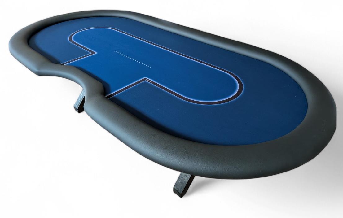 Pokertisch blau mit hinterleuchteter Betline