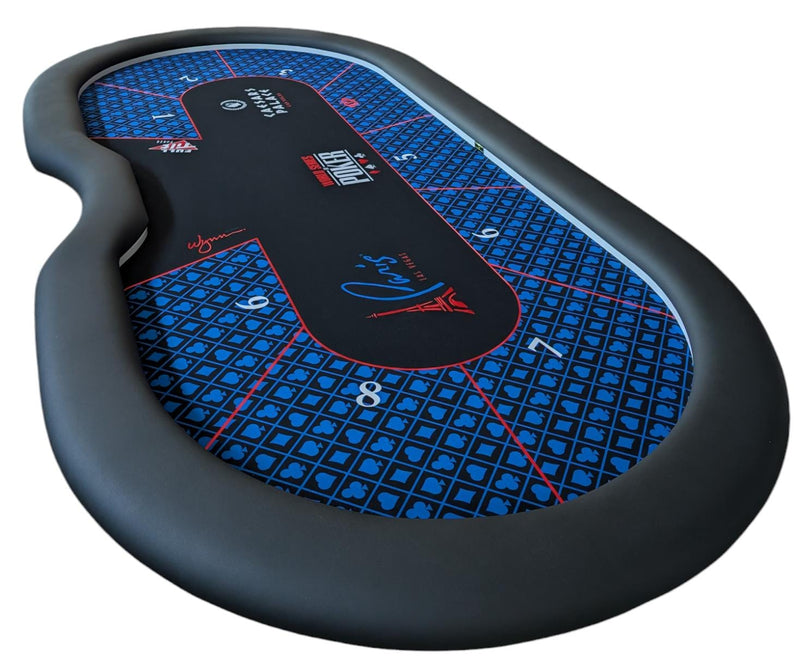 Blaue Casino Pokertisch mit Spielerposition